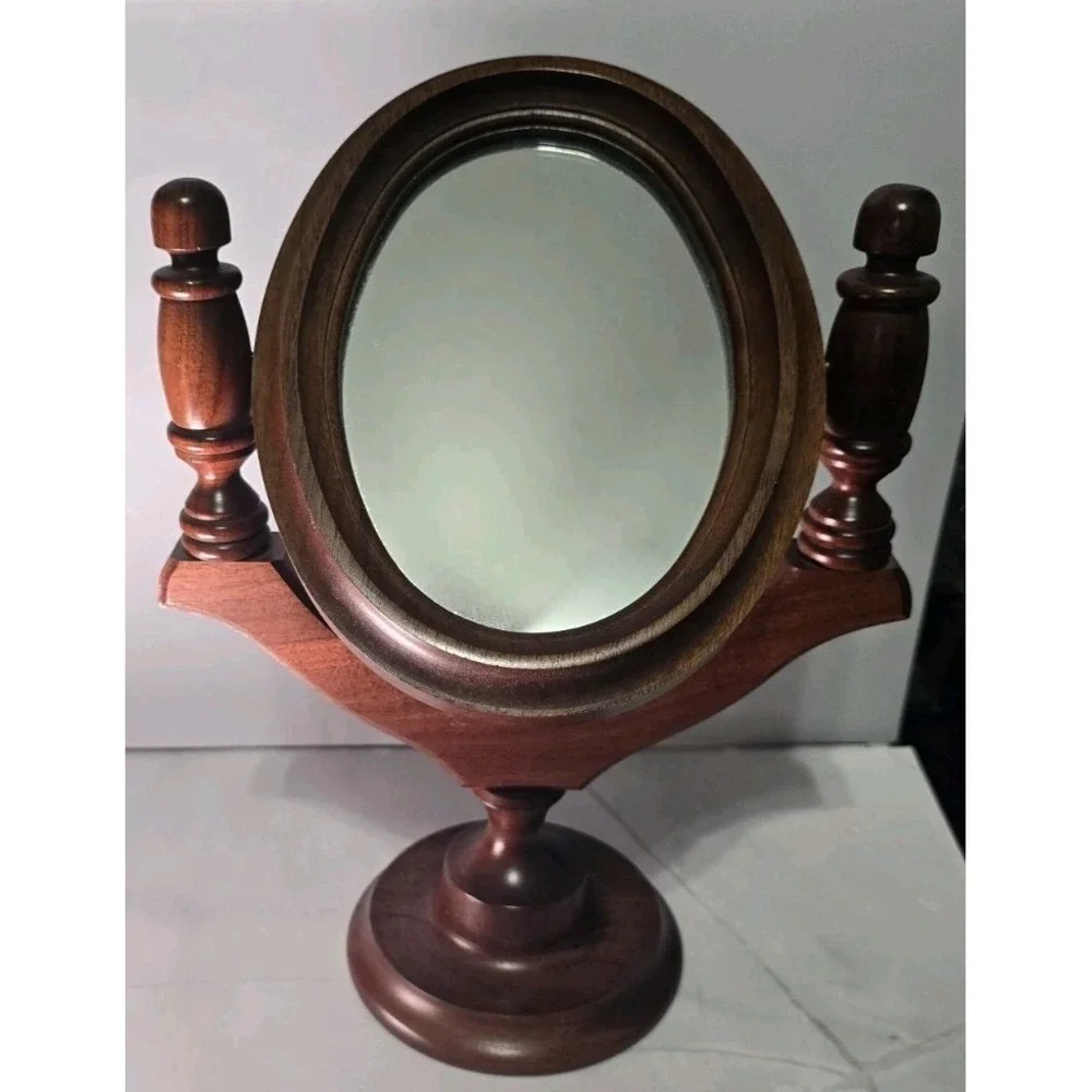 Vintage Handmade Solid Walnut Tilting Mirror Made By D.L. Morley
